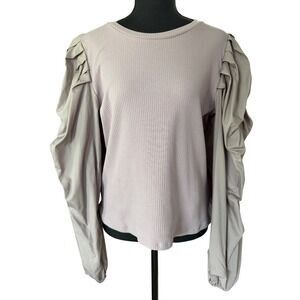 Lea and Viola Ribbed Puff Sleeve Top Womens XL Lavender Romantic Cottagecore